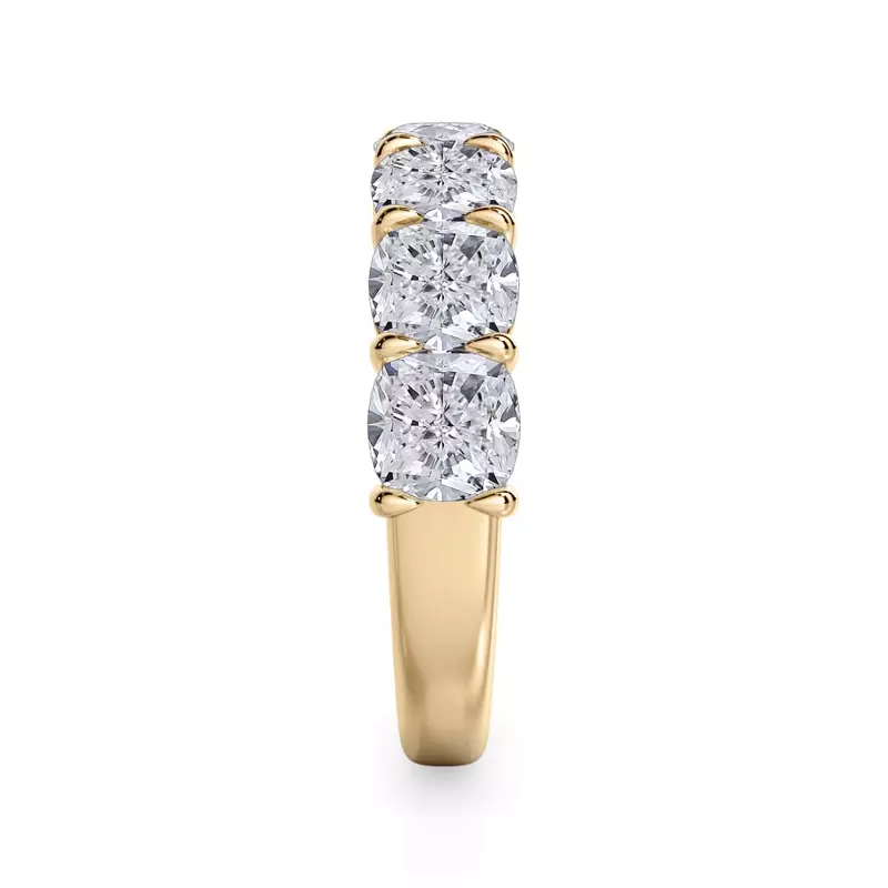 14K Yellow Gold Cushion Cut Lab Diamond 7 Stone Ring (3.50 ct. tw.)