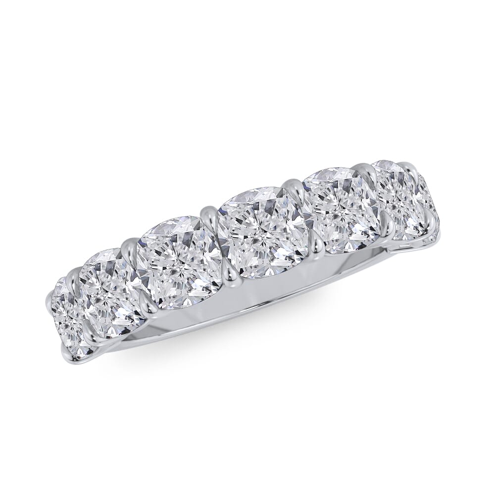 14K White Gold Cushion Cut Diamond 7 Stone Ring (3.50 ct. tw.)