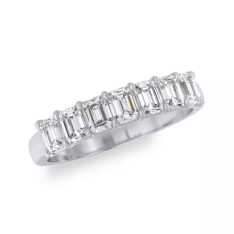 14K White Gold Emerald Cut Diamond 7 Stone Ring (1.00 ct. tw.)