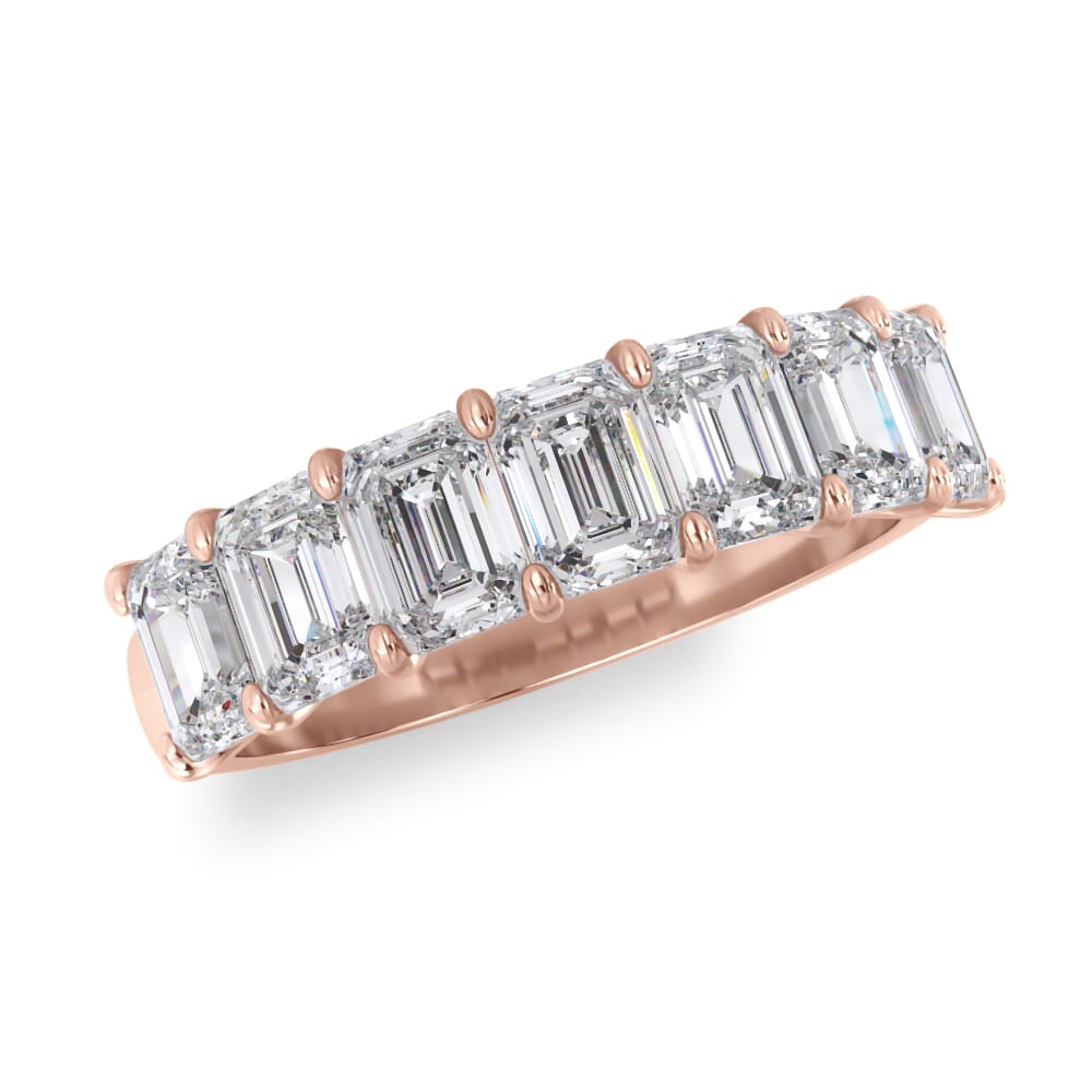 14K Rose Gold Emerald Cut Diamond 7 Stone Ring (2.00 ct. tw.)