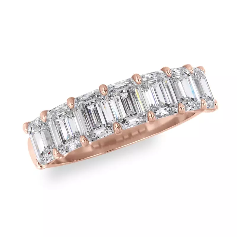 18K Rose Gold Emerald Cut Diamond 7 Stone Ring (2.00 ct. tw.)