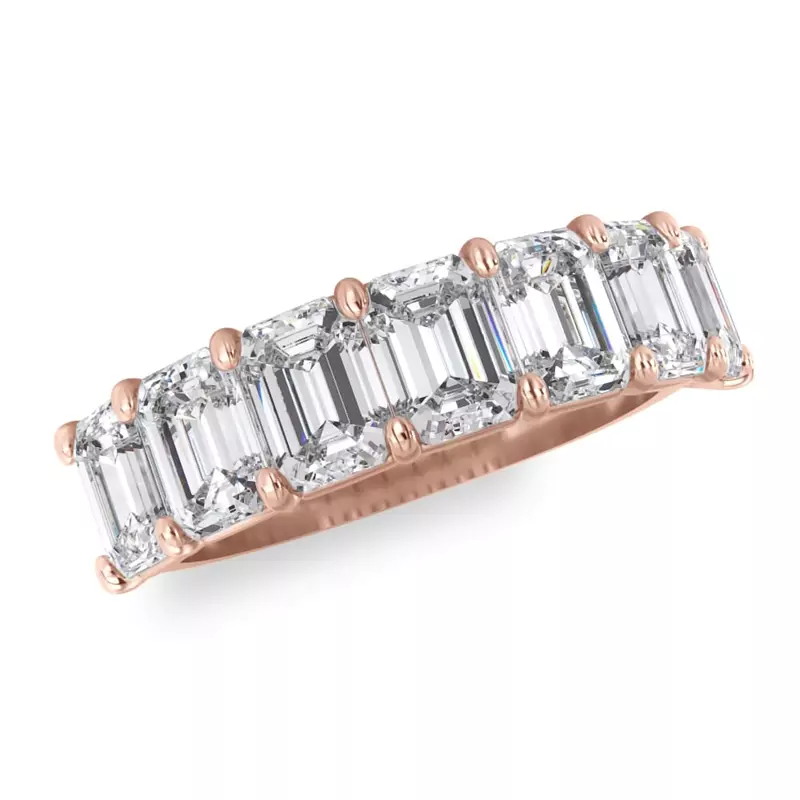 14K Rose Gold Emerald Cut Lab Diamond 7 Stone Ring (3.00 ct. tw.)