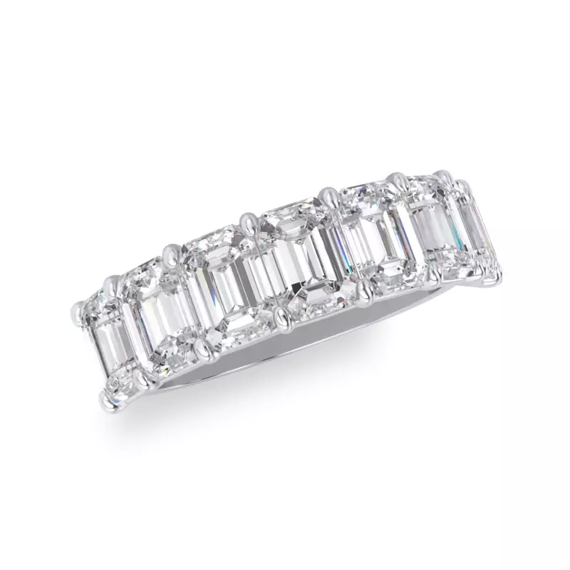 14K White Gold Emerald Cut Lab Diamond 7 Stone Ring (3.50 ct. tw.)