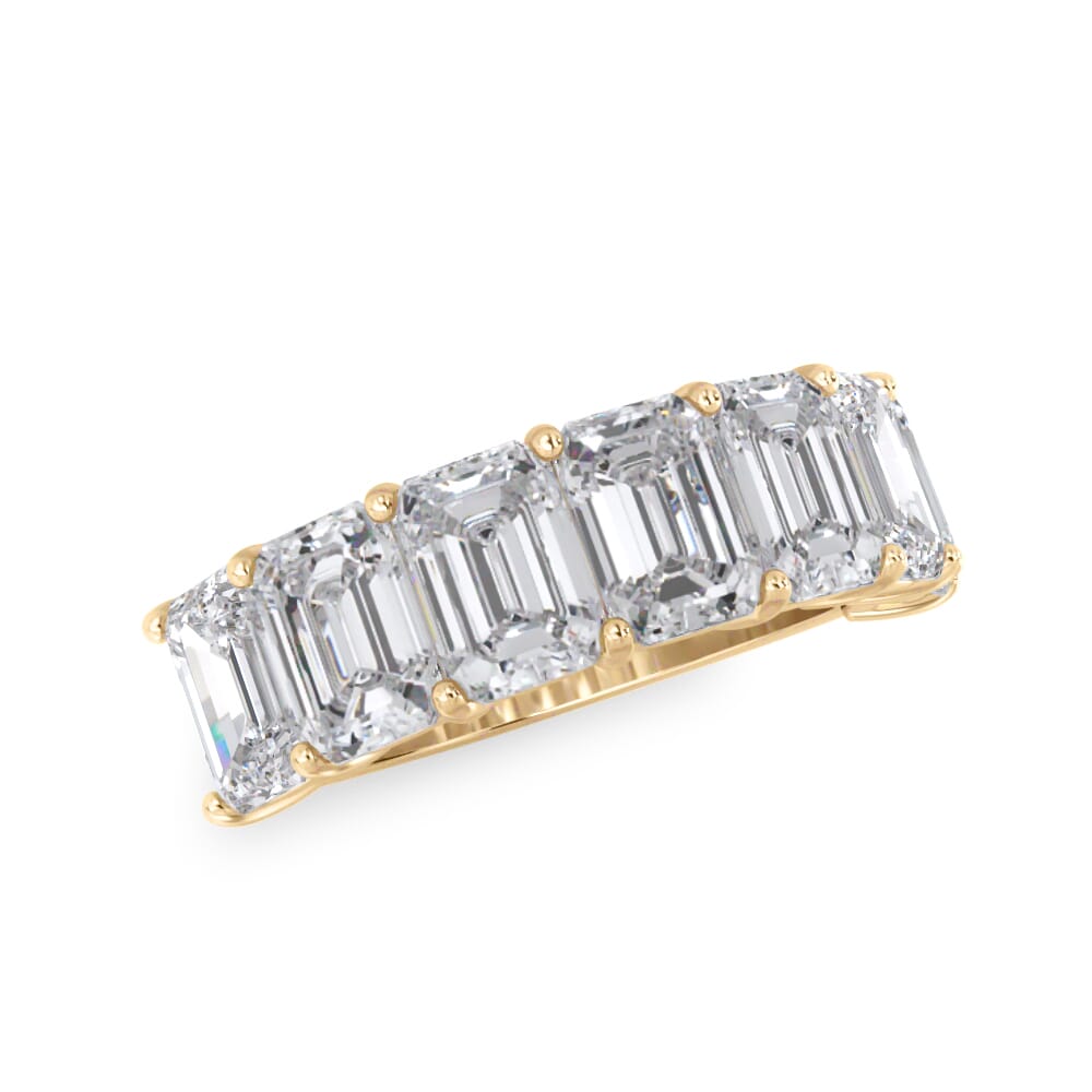 18K Yellow Gold Emerald Cut Lab Diamond 7 Stone Ring (5.00 ct. tw.)