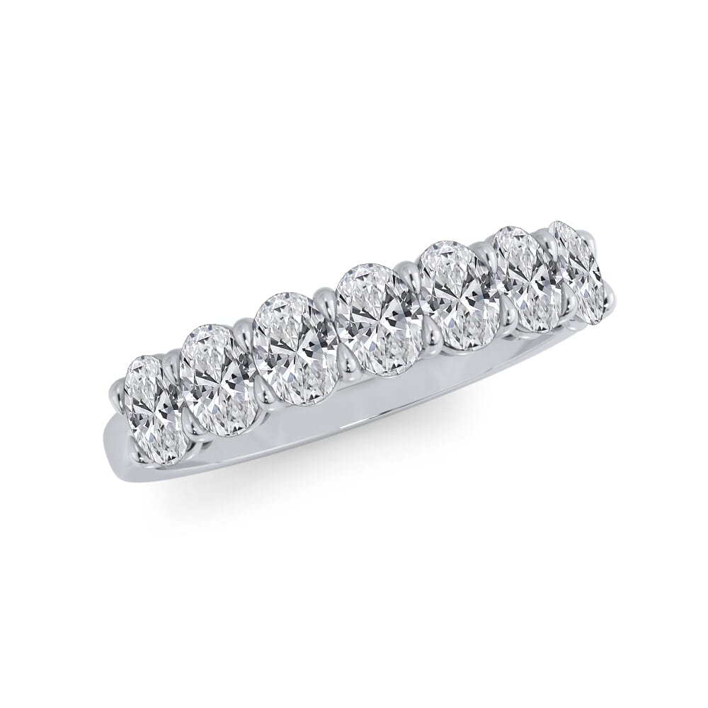 18K White Gold Oval Cut Lab Diamond 7 Stone Ring (1.00 ct. tw.)