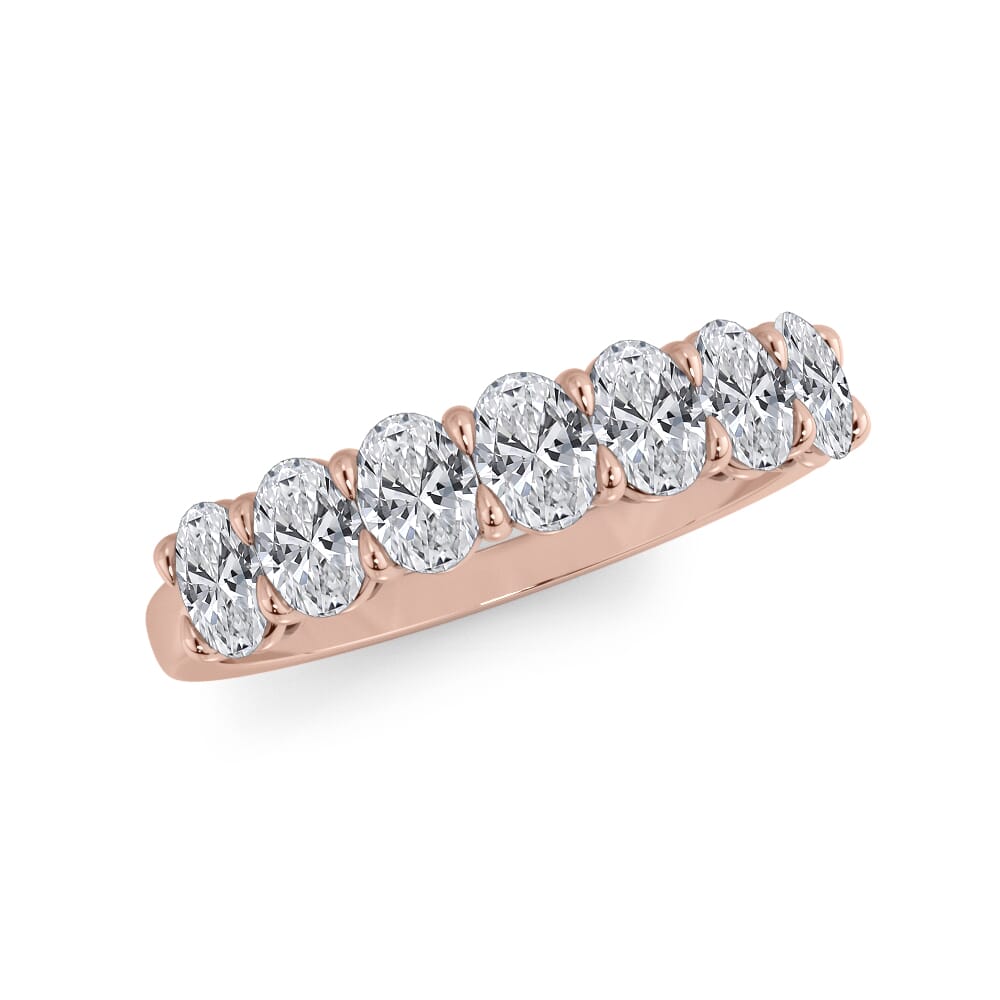 18K Rose Gold Oval Cut Diamond 7 Stone Ring (1.00 ct. tw.)