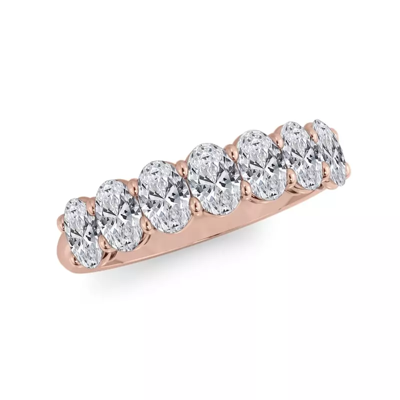 18K Rose Gold Oval Cut Lab Diamond 7 Stone Ring (1.50 ct. tw.)