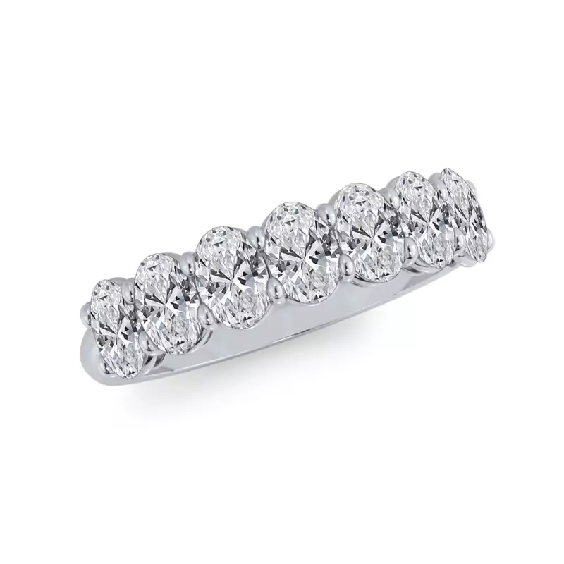 14K White Gold Oval Cut Diamond 7 Stone Ring (1.50 ct. tw.)