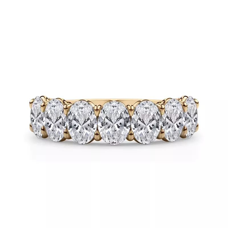 14K Yellow Gold Oval Cut Lab Diamond 7 Stone Ring (2.00 ct. tw.)