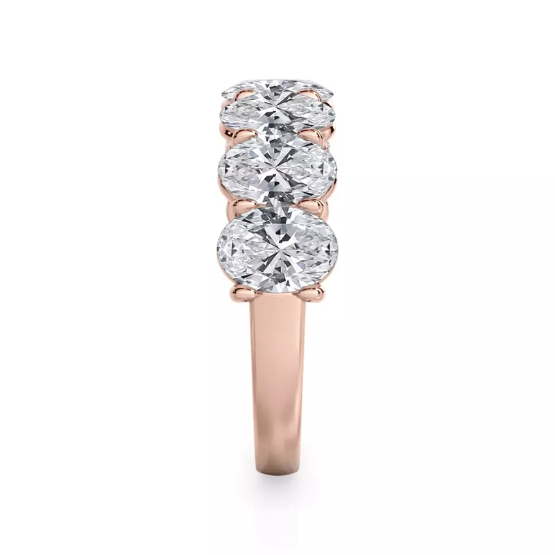 14K Rose Gold Oval Cut Lab Diamond 7 Stone Ring (3.00 ct. tw.)
