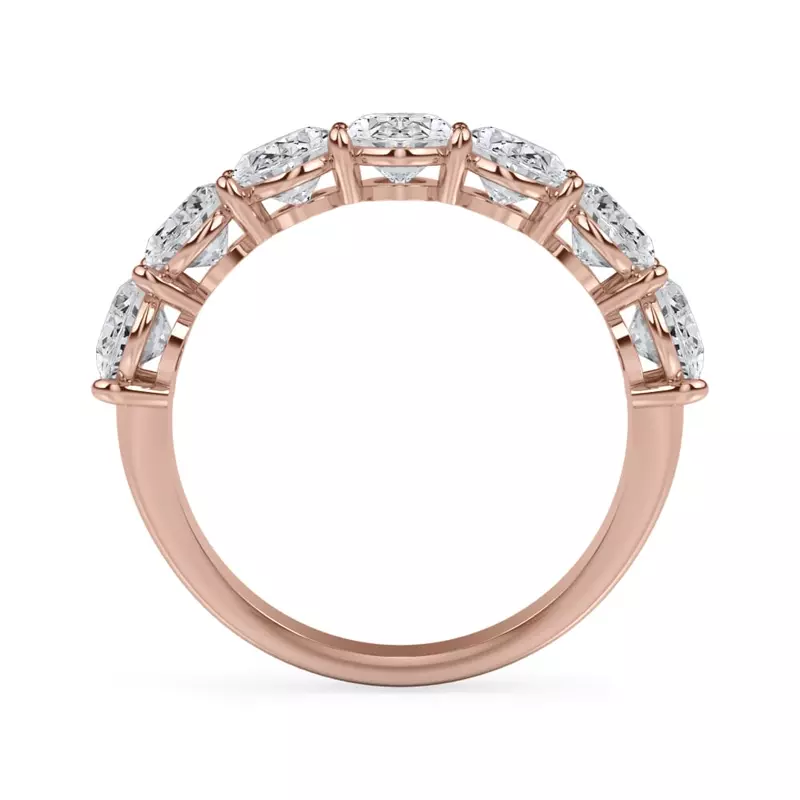 14K Rose Gold Oval Cut Lab Diamond 7 Stone Ring (3.00 ct. tw.)