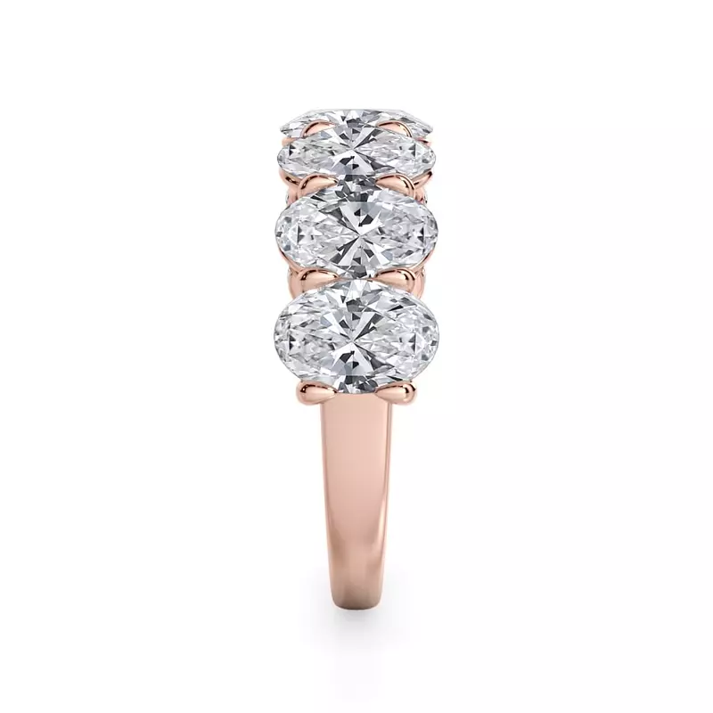 14K Rose Gold Oval Cut Lab Diamond 7 Stone Ring (3.50 ct. tw.)