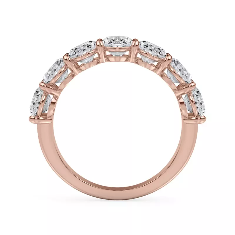 14K Rose Gold Oval Cut Lab Diamond 7 Stone Ring (3.50 ct. tw.)
