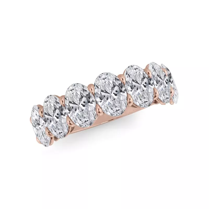 14K Rose Gold Oval Cut Lab Diamond 7 Stone Ring (3.50 ct. tw.)