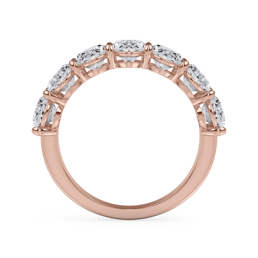 18K Rose Gold Oval Cut Lab Diamond 7 Stone Ring (3.50 ct. tw.)