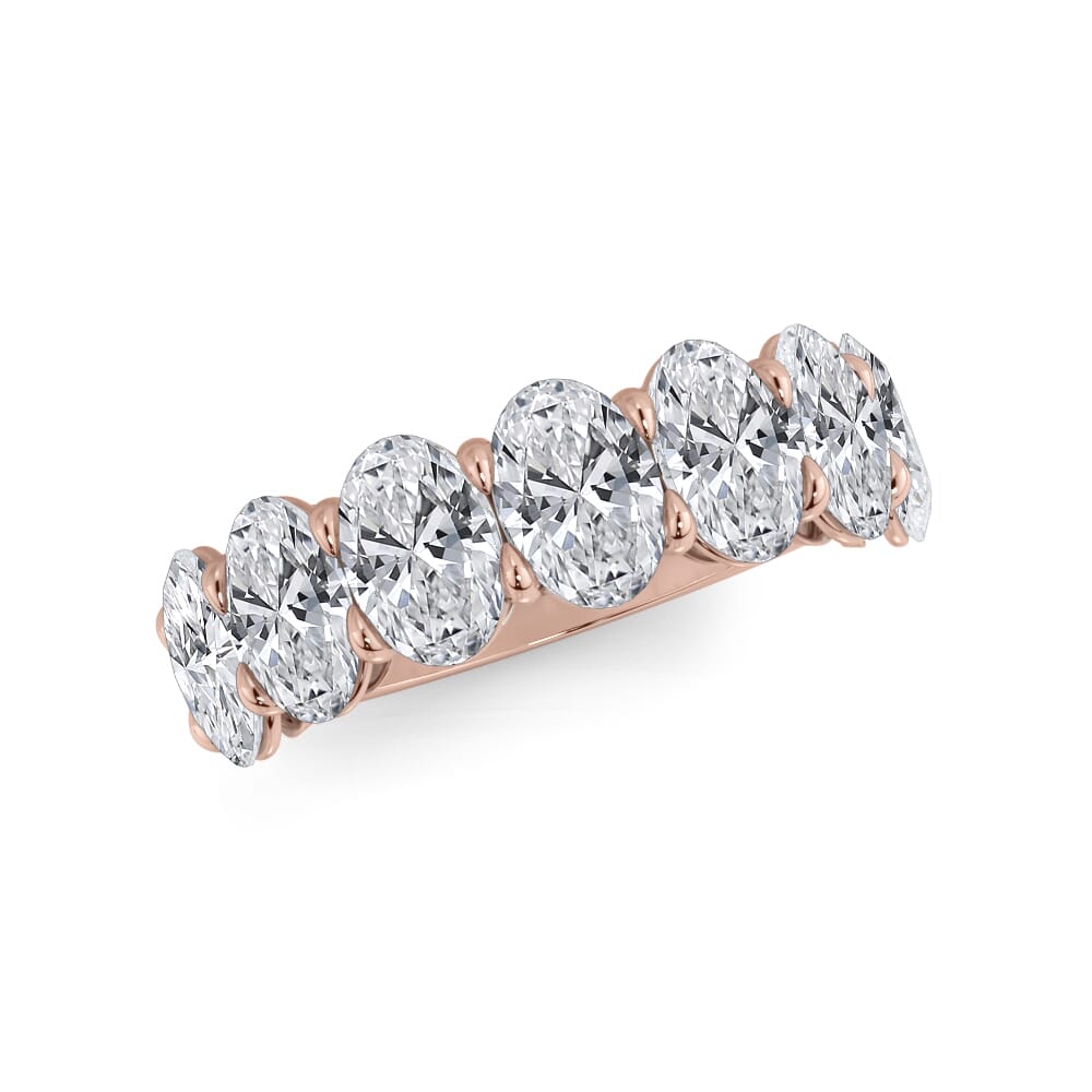 18K Rose Gold Oval Cut Lab Diamond 7 Stone Ring (3.50 ct. tw.)