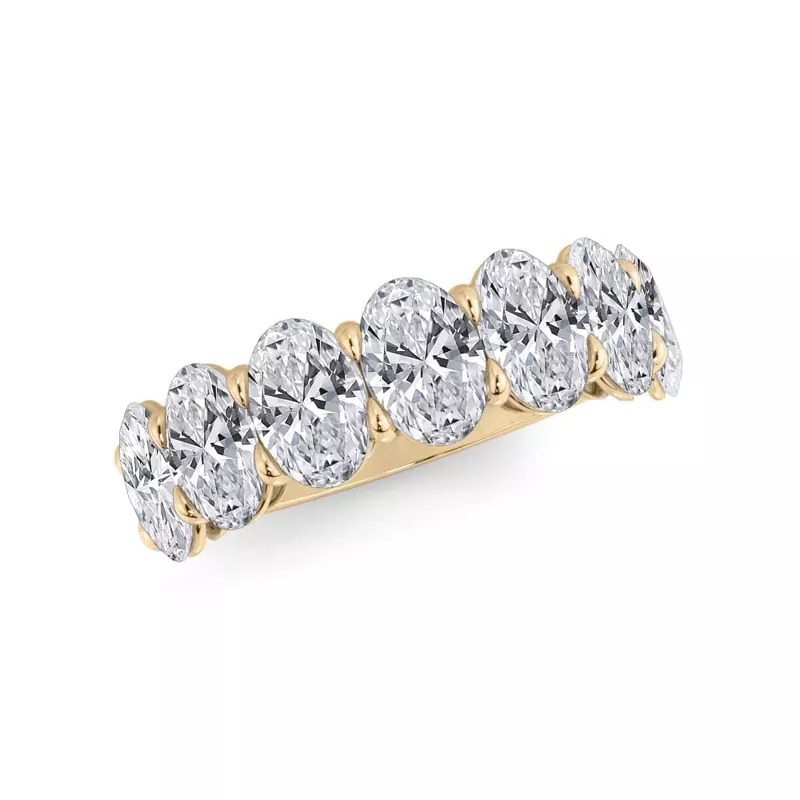 18K Yellow Gold Oval Cut Lab Diamond 7 Stone Ring (3.50 ct. tw.)
