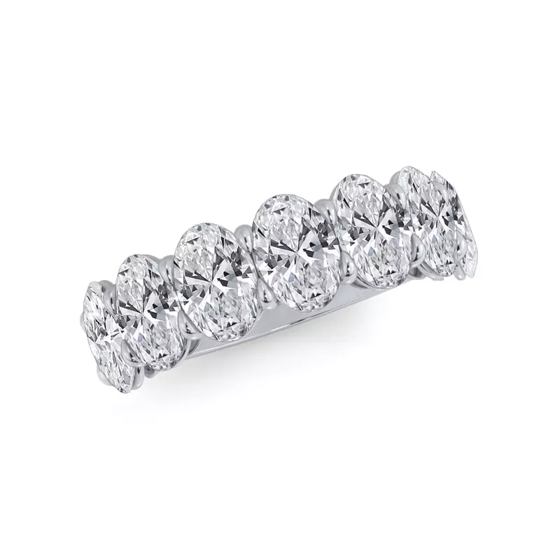 14K White Gold Oval Cut Diamond 7 Stone Ring (3.50 ct. tw.)
