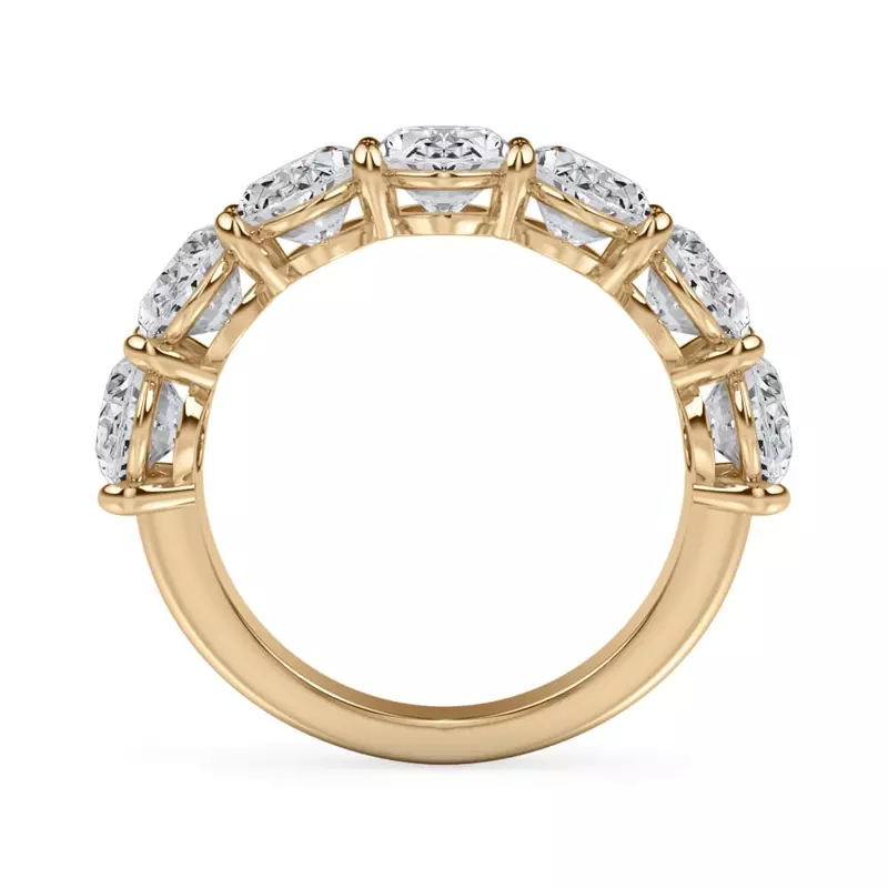 14K Yellow Gold Oval Cut Lab Diamond 7 Stone Ring (5.00 ct. tw.)