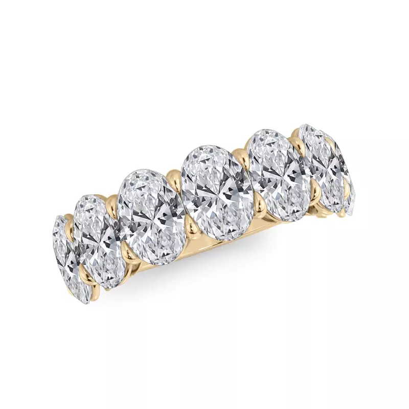 14K Yellow Gold Oval Cut Lab Diamond 7 Stone Ring (5.00 ct. tw.)