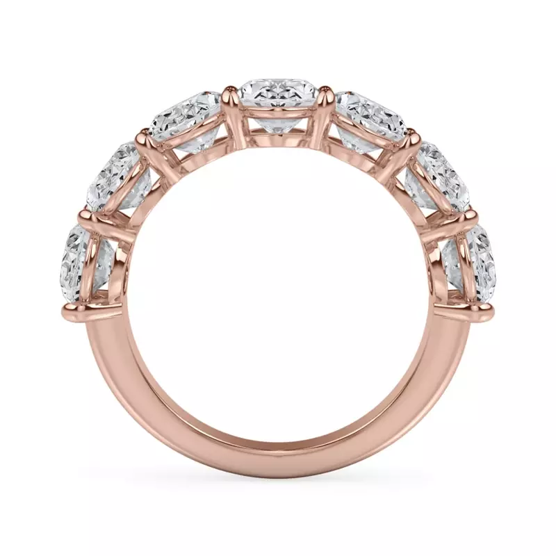 18K Rose Gold Oval Cut Lab Diamond 7 Stone Ring (5.00 ct. tw.)