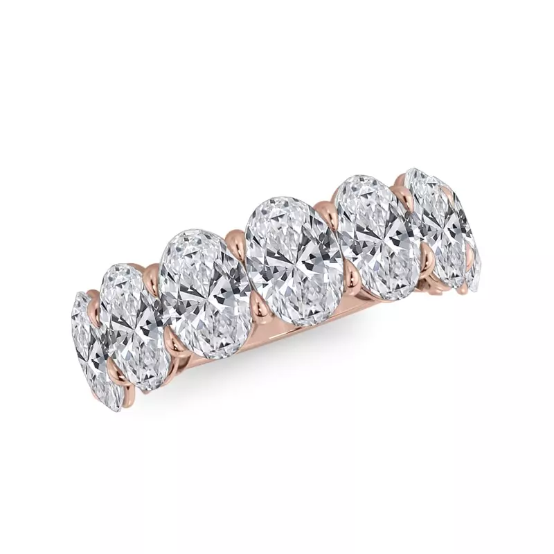 18K Rose Gold Oval Cut Lab Diamond 7 Stone Ring (5.00 ct. tw.)