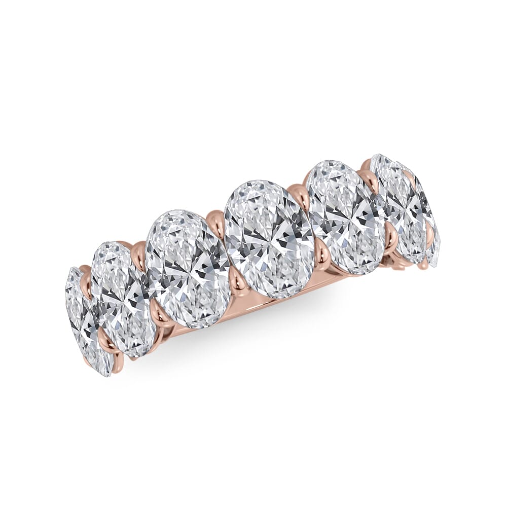 18K Rose Gold Oval Cut Diamond 7 Stone Ring (5.00 ct. tw.)