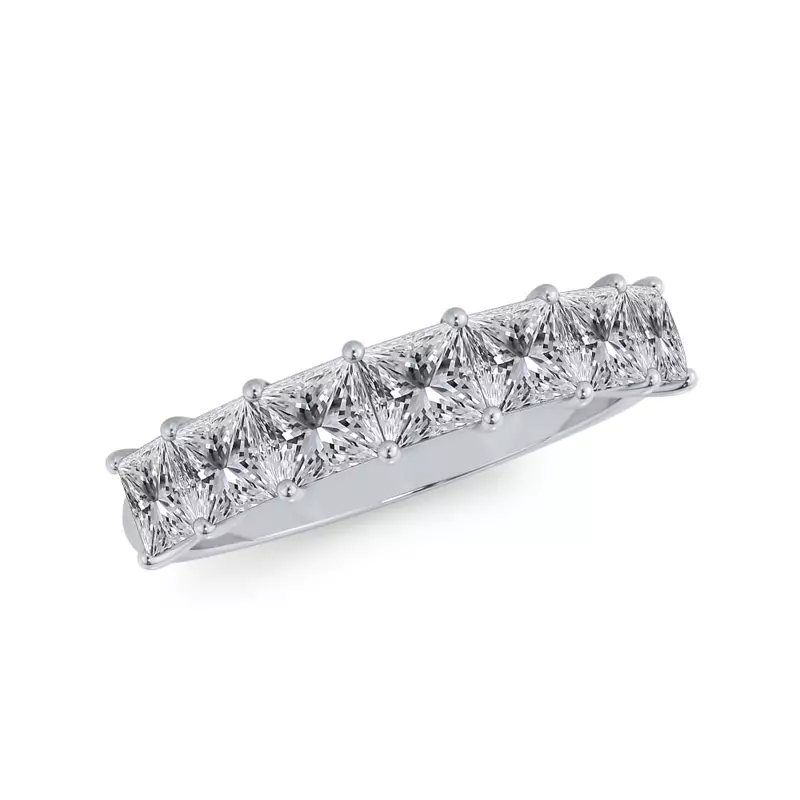 18K White Gold Princess Cut Diamond 7 Stone Ring (1.50 ct. tw.)