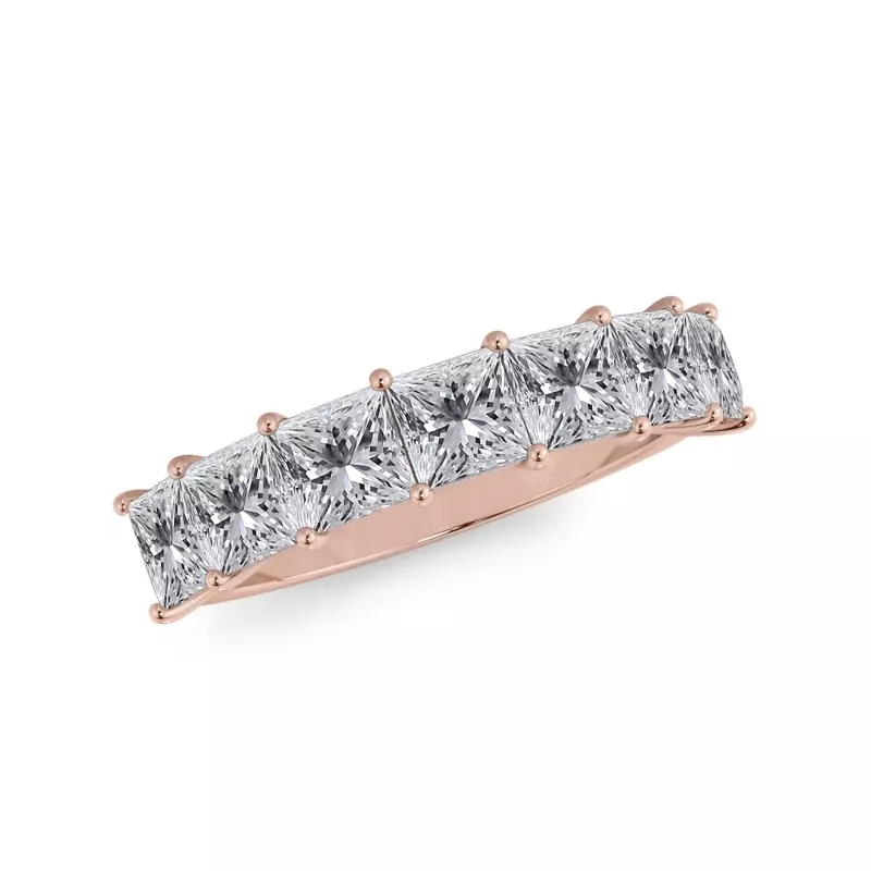 14K Rose Gold Princess Cut Lab Diamond 7 Stone Ring (2.00 ct. tw.)