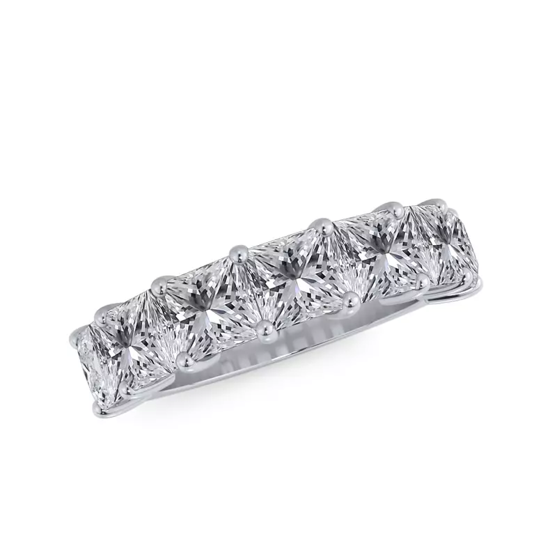 14K White Gold Princess Cut Lab Diamond 7 Stone Ring (3.50 ct. tw.)