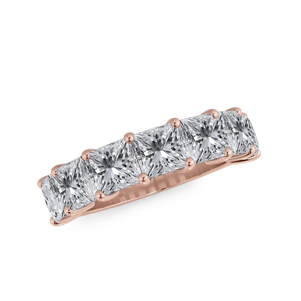 18K Rose Gold Princess Cut Lab Diamond 7 Stone Ring (3.50 ct. tw.)