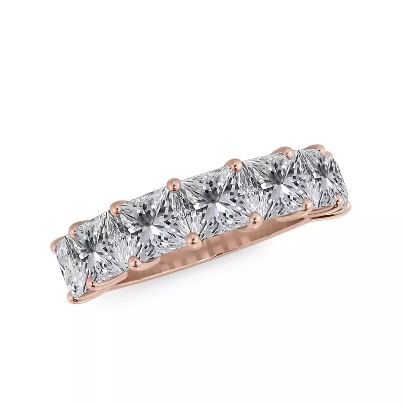 18K Rose Gold Princess Cut Diamond 7 Stone Ring (3.50 ct. tw.)