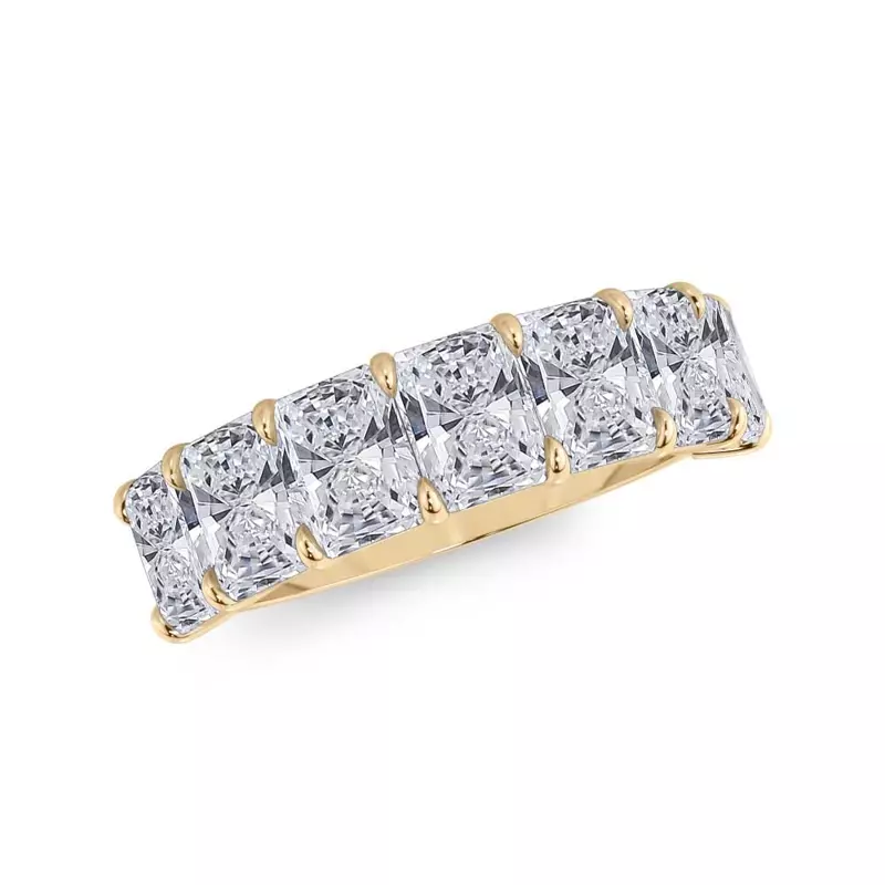 14K Yellow Gold Radiant Cut Lab Diamond 7 Stone Ring (3.50 ct. tw.)
