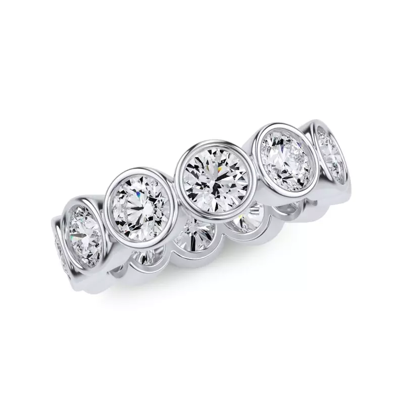 14K White Gold Round Bezel Lab Diamond Eternity Ring (3.90ct. tw.)