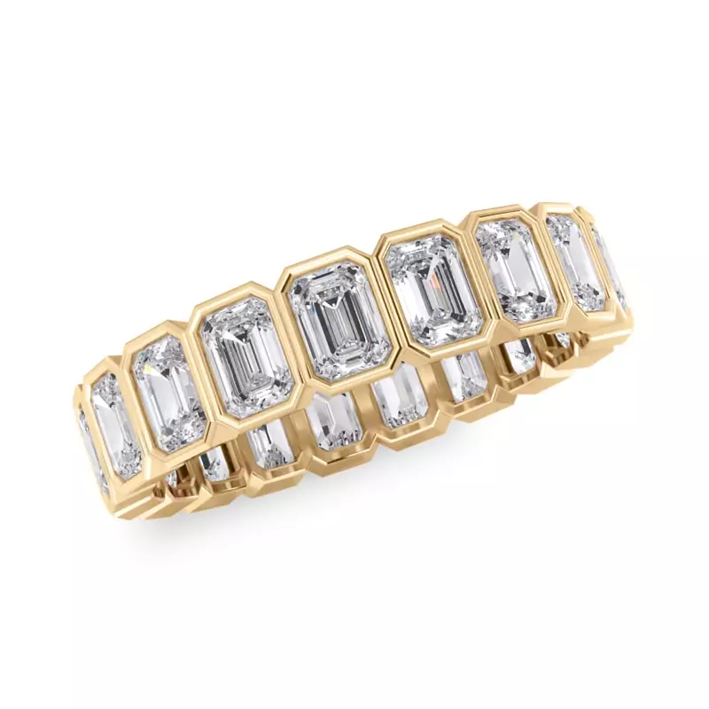 14K Yellow Gold Emerald-Cut Bezel Lab Diamond Eternity Ring (2.85ct. tw.)