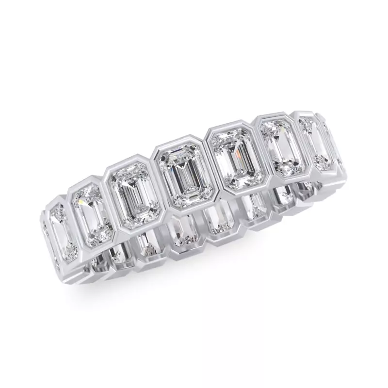 Platinum Emerald-Cut Bezel Diamond Eternity Ring (2.85ct. tw.)