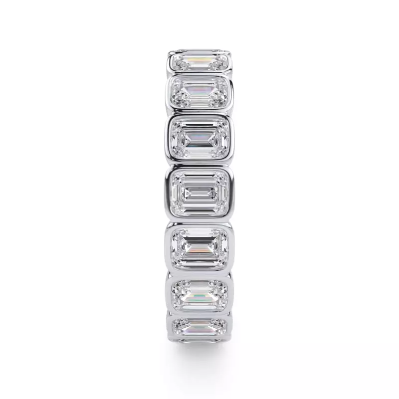 18K White Gold Emerald-Cut Rounded Bezel Lab Diamond Eternity Ring (3.00ct. tw.)
