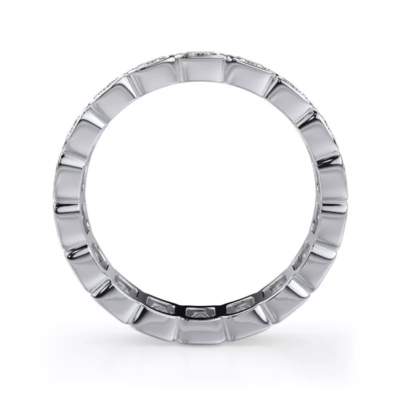 18K White Gold Emerald-Cut Rounded Bezel Lab Diamond Eternity Ring (3.00ct. tw.)