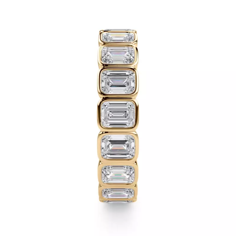 14K Yellow Gold Emerald-Cut Rounded Bezel Diamond Eternity Ring (3.00ct. tw.)