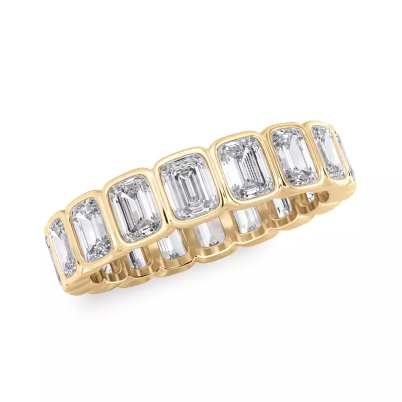 14K Yellow Gold Emerald-Cut Rounded Bezel Diamond Eternity Ring (3.00ct. tw.)