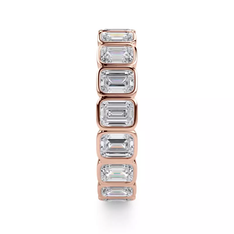 18K Rose Gold Emerald-Cut Rounded Bezel Diamond Eternity Ring (3.00ct. tw.)