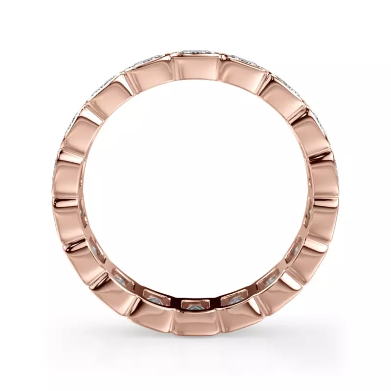 18K Rose Gold Emerald-Cut Rounded Bezel Diamond Eternity Ring (3.00ct. tw.)