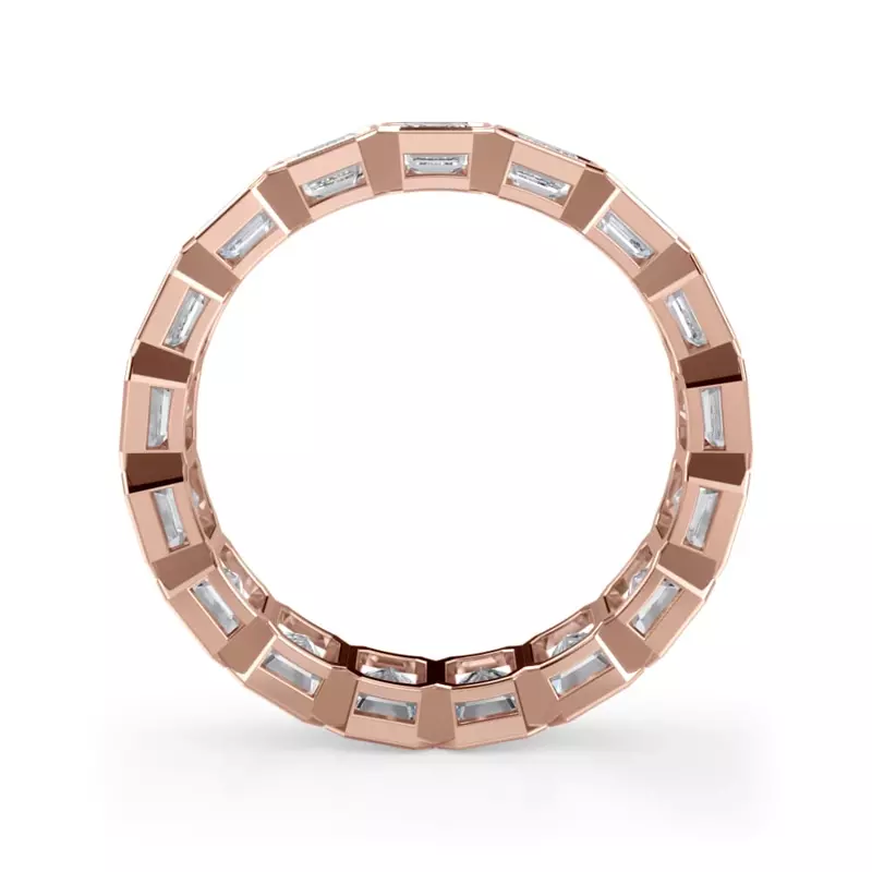 18K Rose Gold Emerald-Cut Bezel Diamond Eternity Ring (4.00ct. tw.)
