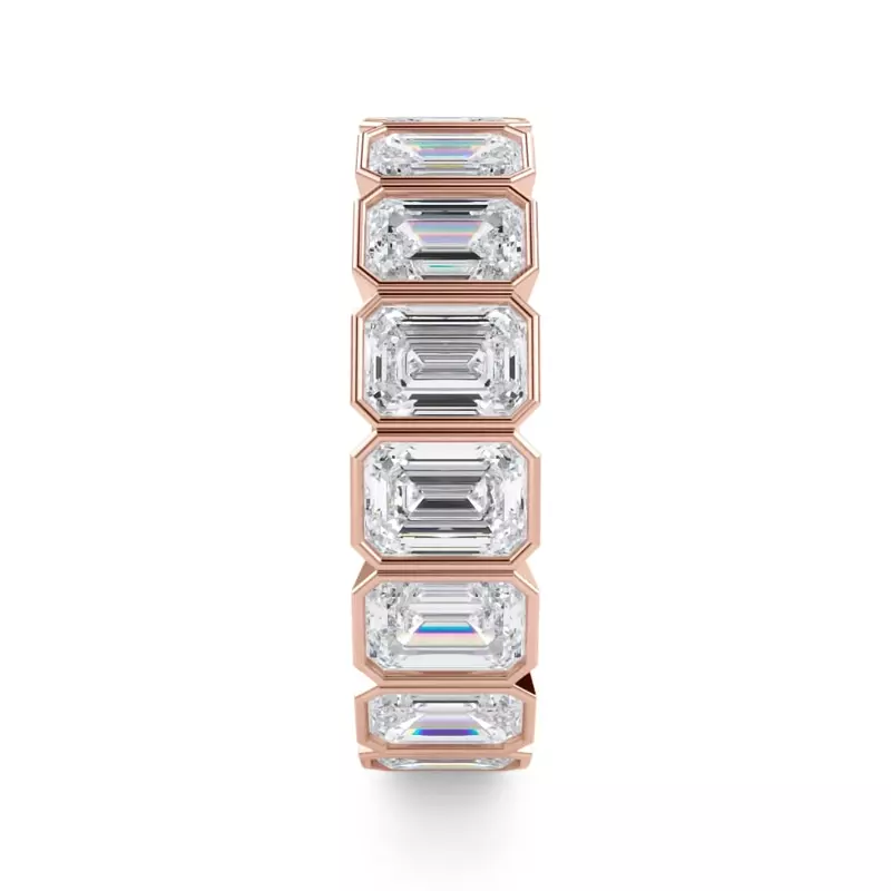 18K Rose Gold Emerald-Cut Bezel Lab Diamond Eternity Ring (5.00ct. tw.)