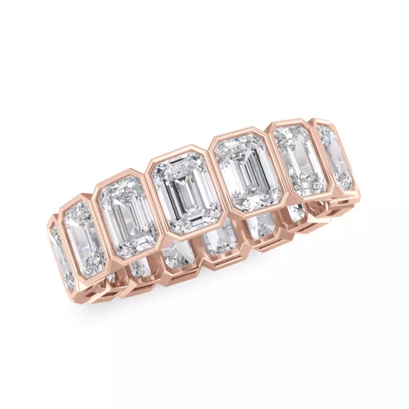 18K Rose Gold Emerald-Cut Bezel Lab Diamond Eternity Ring (5.00ct. tw.)