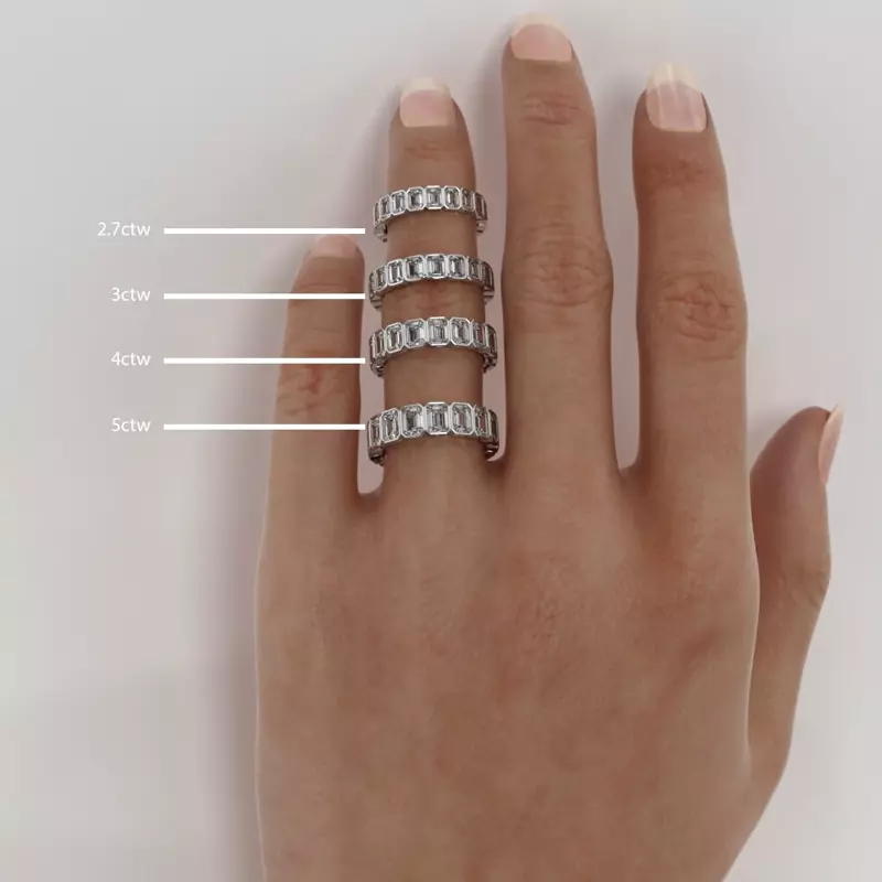 Platinum Emerald-Cut Bezel Diamond Eternity Ring (5.00ct. tw.)