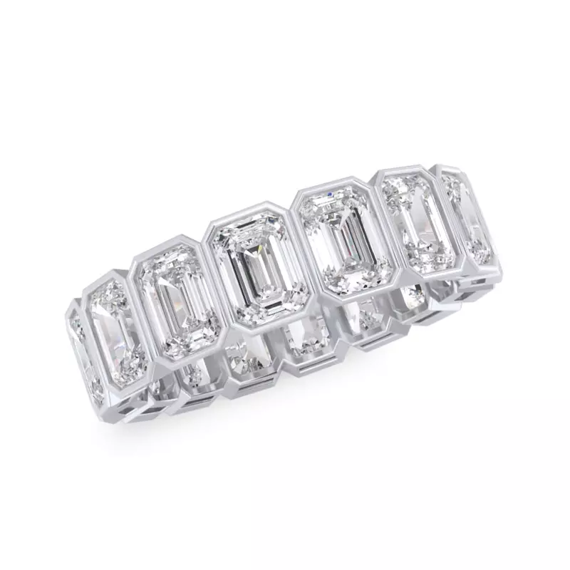 Platinum Emerald-Cut Bezel Diamond Eternity Ring (5.00ct. tw.)