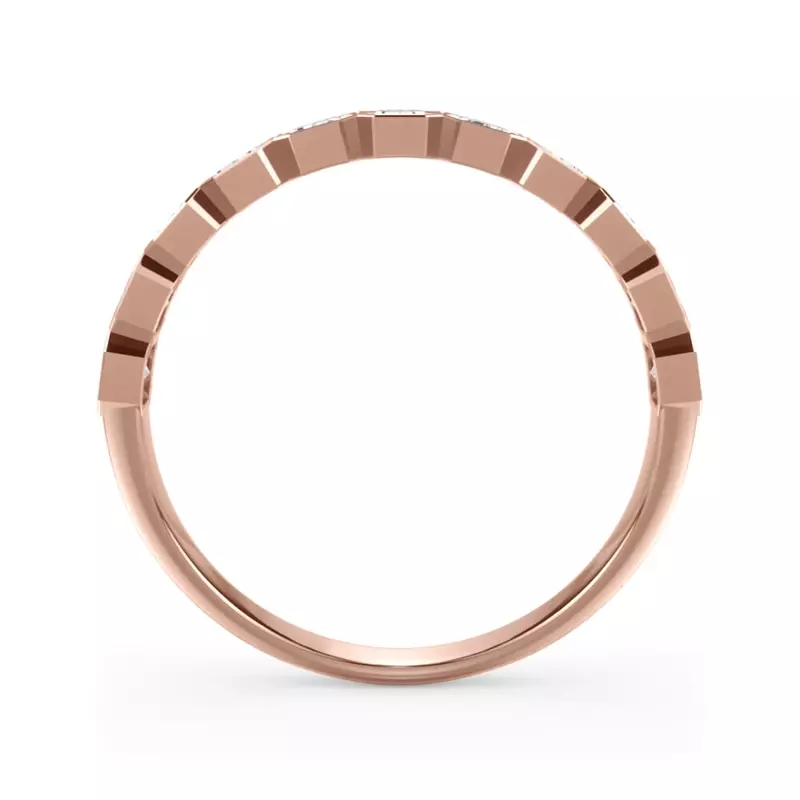14K Rose Gold Emerald-Cut Lab Bezel Diamond Half Eternity Ring (1ct. tw.)