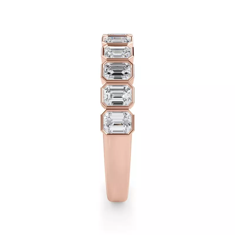 18K Rose Gold Emerald-Cut Bezel Diamond Half Eternity Ring (1ct. tw.)