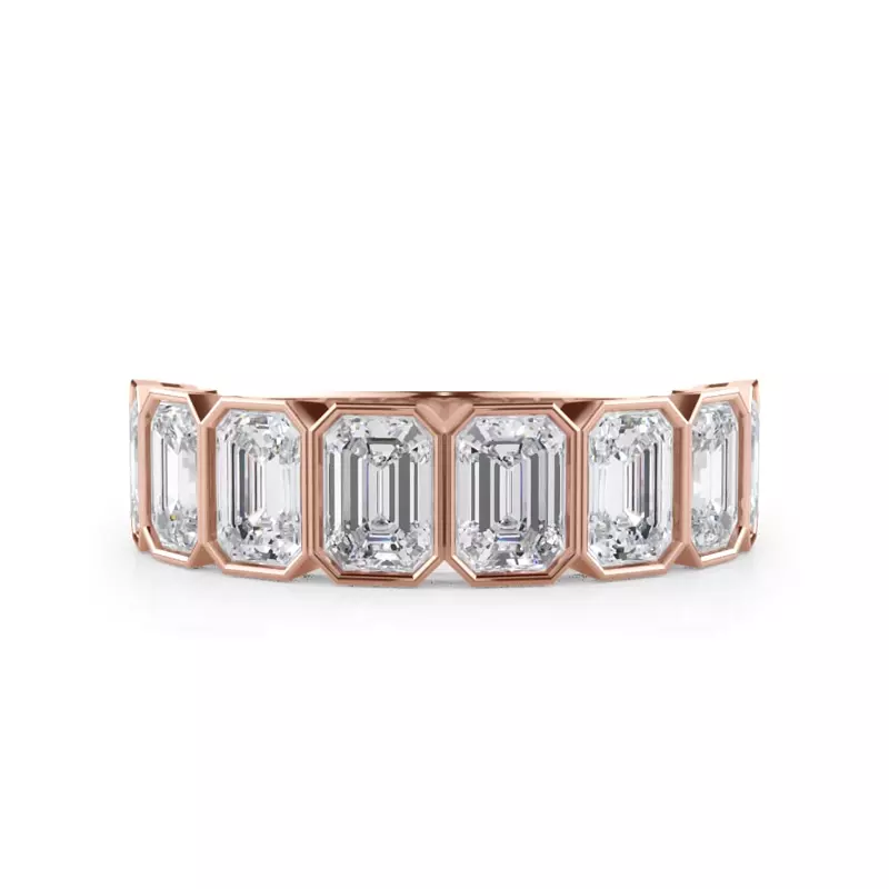 Emerald-Cut Lab Bezel Diamond Half Eternity Ring (2.4ct. tw.)